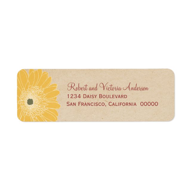 Delicate Daisies Return Address Labels, Yellow (Front)