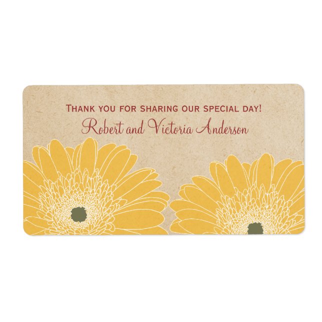 Delicate Daisies Wedding Labels, Yellow (Front)