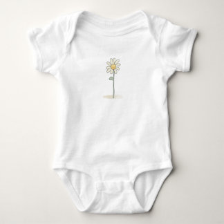 Delicate Daisy Illustration - Simple Sweet Flower Baby Bodysuit