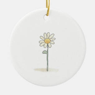 Delicate Daisy Illustration - Simple Sweet Flower Ceramic Tree Decoration