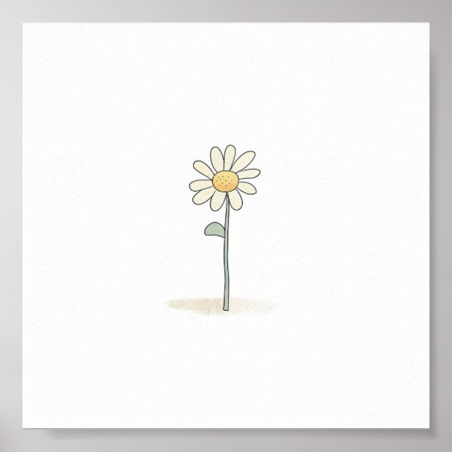 Delicate Daisy Illustration - Simple Sweet Flower Poster (Front)
