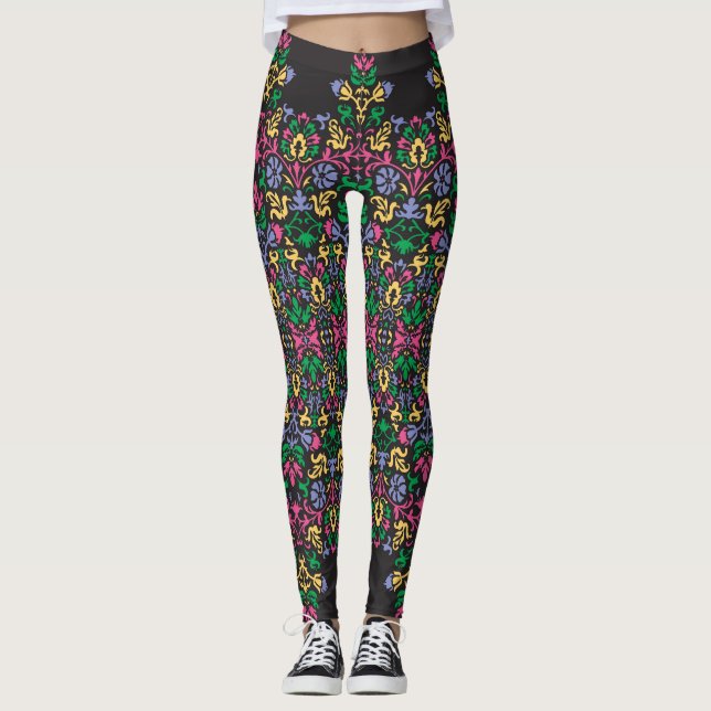 Delicate Damask Baroque Victorian Seamless Leggings (Front)