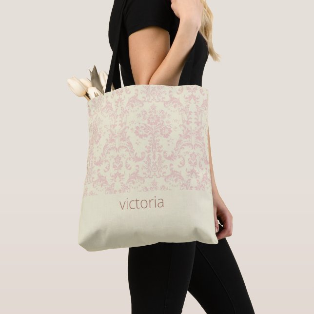 Delicate Damask Pattern Tote Bag (Close Up)