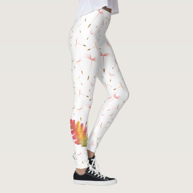 Delicate Dandelions & Autumn Leaf Leggings (Right)