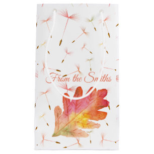 Delicate Dandelions & Autumn Leaf Small Gift Bag