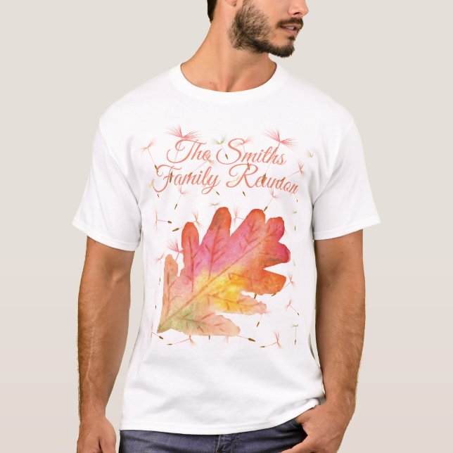 Delicate Dandelions & Autumn Leaf T-Shirt (Front)