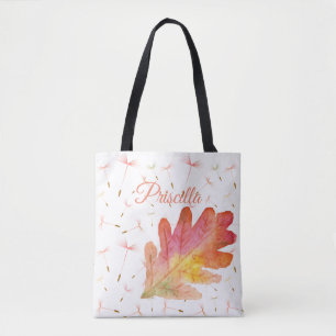 Delicate Dandelions & Autumn Leaf Tote Bag