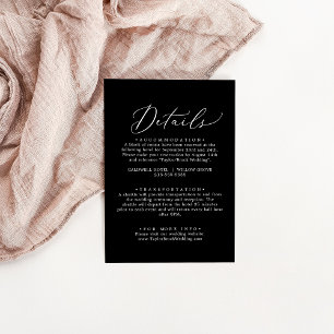 Delicate Dark Black DIY Wedding Details Card