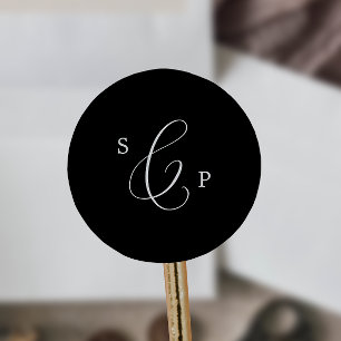 Delicate Dark Black Monogram Wedding Envelope Seal