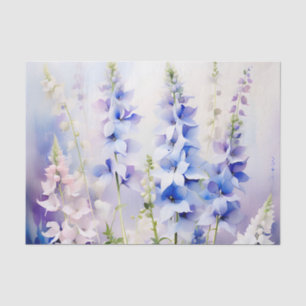 Delicate Delphinium Floral with Watercolor Washes Tissue Paper