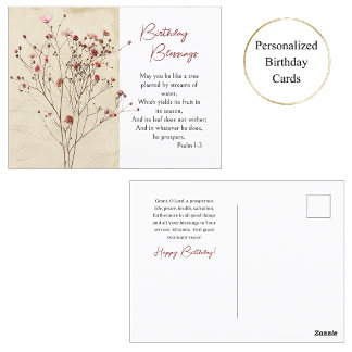 Delicate Desert Wildflowers Orthodox Birthday Postcard
