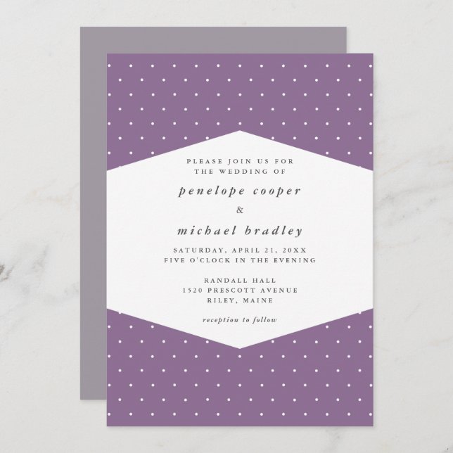 Delicate Dots Purple Wedding Invitation (Front/Back)