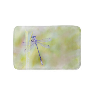 Delicate Dragonfly Watercolor Painting Bath Mat