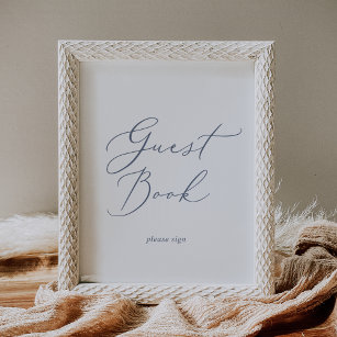 Delicate Dusty Blue Calligraphy Guest Book Sign