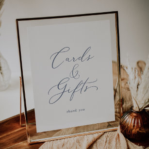 Delicate Dusty Blue Wedding Cards and Gifts Sign