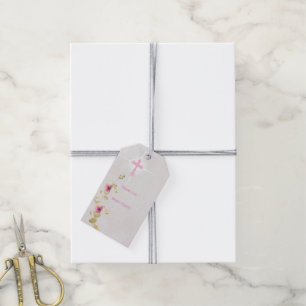 Delicate elegance floral baptism gift Tags