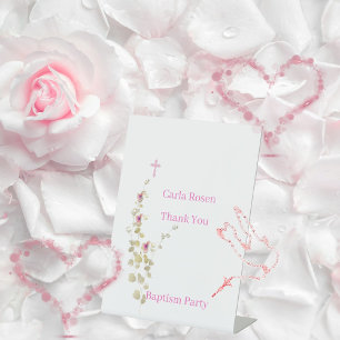 Delicate elegance floral baptism Pedestal Sign