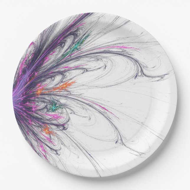 Delicate Elegance Fractal Paper Plate (Front)