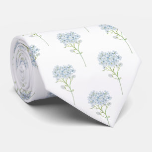 delicate elegant blue Hydrangea flowers pattern Tie