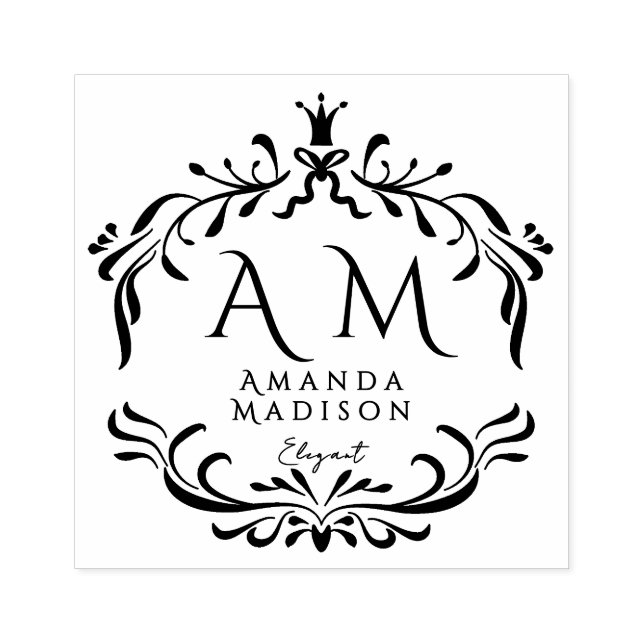 Delicate Elegant Monogram Rubber Stamp (Imprint)
