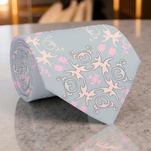 Delicate Elegant Pastel Baroque Damask Pattern Tie