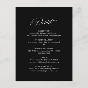 Delicate Elegant Wedding Black Enclosure Card