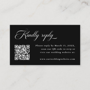 Delicate Elegant Wedding Black RSVP Enclosure Card