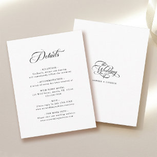 Delicate Elegant Wedding Black & White Details Enclosure Card