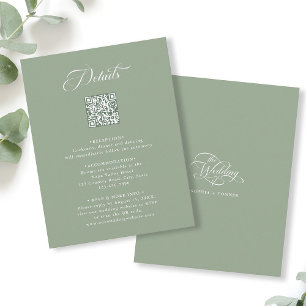 Delicate Elegant Wedding Details Sage Green Enclosure Card