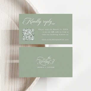 Delicate Elegant Wedding Sage Green RSVP Enclosure Card