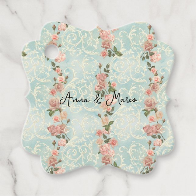 delicate English roses Favour Tags (Front)