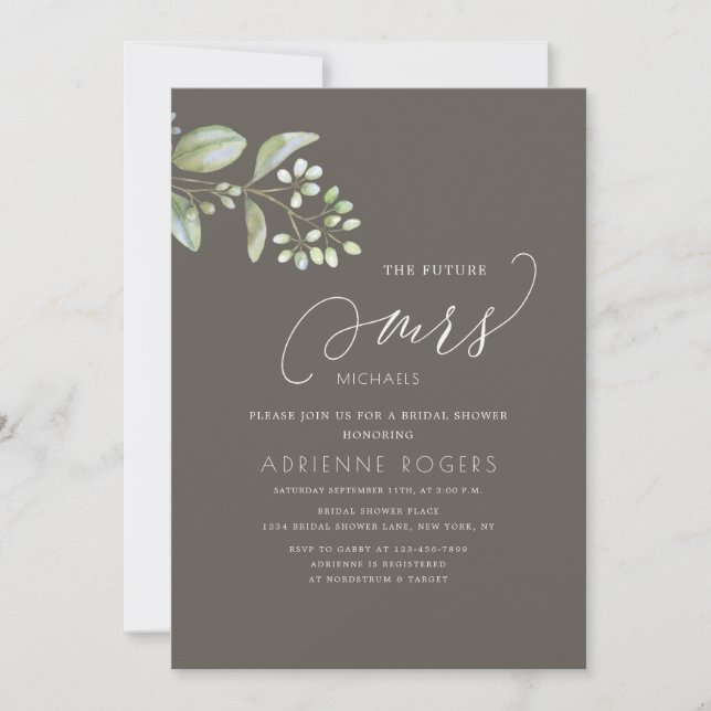 Delicate Eucalyptus Future Mrs Bridal Shower Invitation (Front)