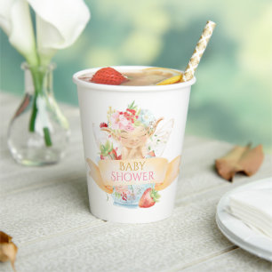 Delicate Fairy and Strawberries Baby Shower Paper Cups