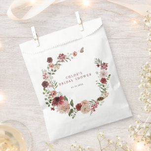 Delicate Fall Floral Wreath Bridal Shower Favour Bags