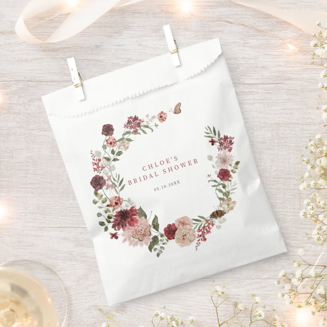 Delicate Fall Floral Wreath Bridal Shower Favour Bags (Clipped)