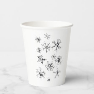 Delicate Falling Snowflakes Paper Cups