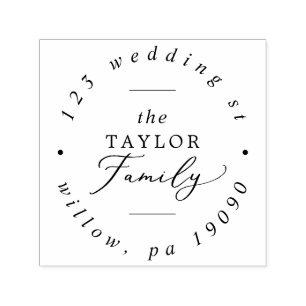 Delicate Family Holiday Card Circular Address Self-inking Stamp