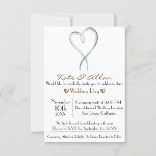 Delicate fancy Heart Wedding Invitation RSVP