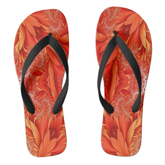 Delicate Feather Fractal Design - red Jandals (Footbed)