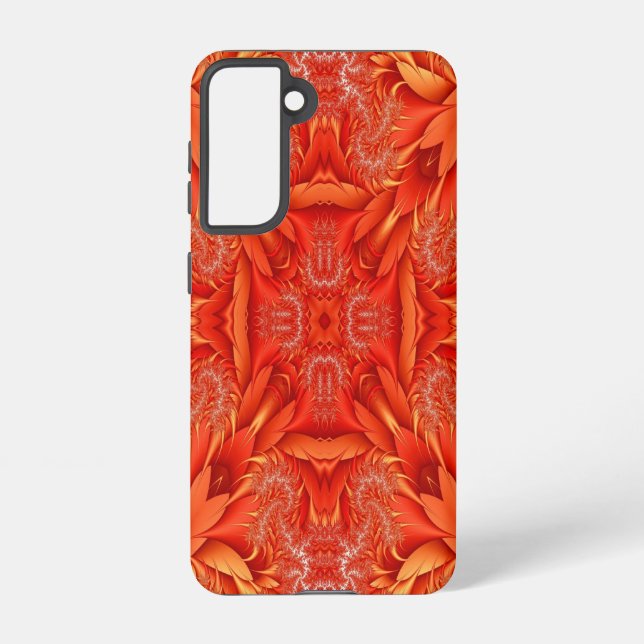 Delicate Feather Fractal Design - red Samsung Galaxy S21 Case (Back)