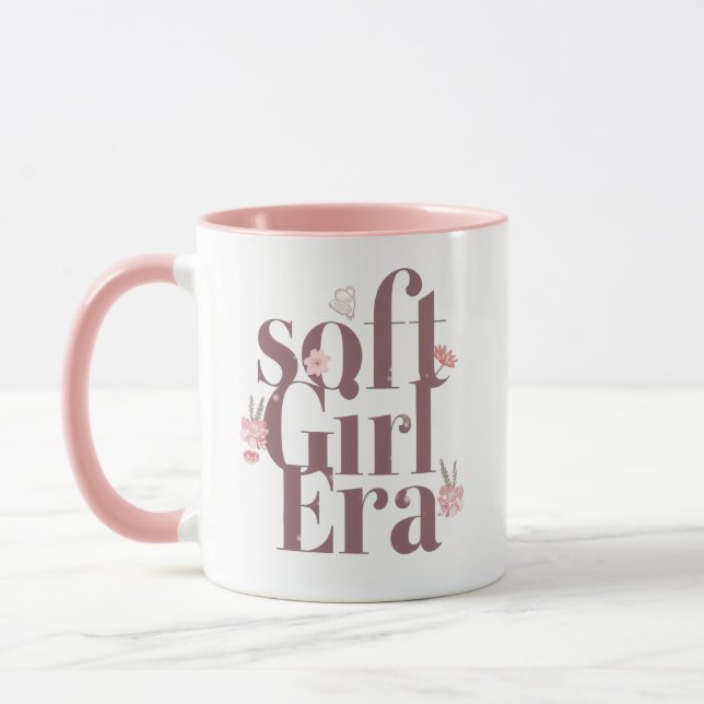 Delicate Feminine Script with Flowers Mug (Left)