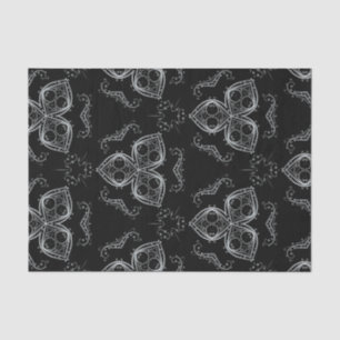 Delicate Filigree Ornaments on Black Background Tissue Paper