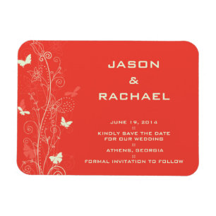 Delicate floral and butterflies save the date magn magnet