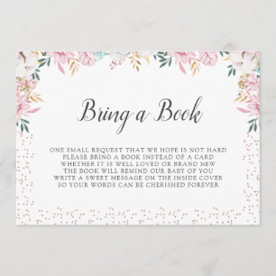 Delicate Floral and Cotton Bring a Book Invitation