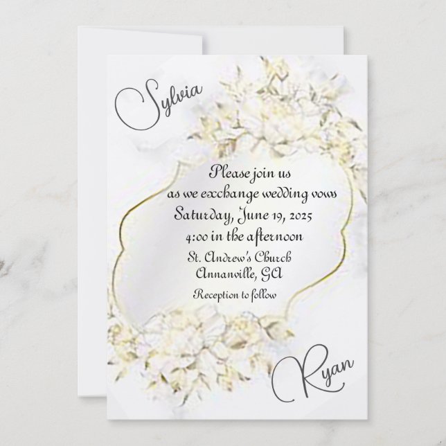 Delicate Floral Arrangement Wedding Invitation (Front)
