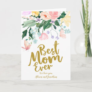 Delicate Floral Best Mum Ever Holiday Card
