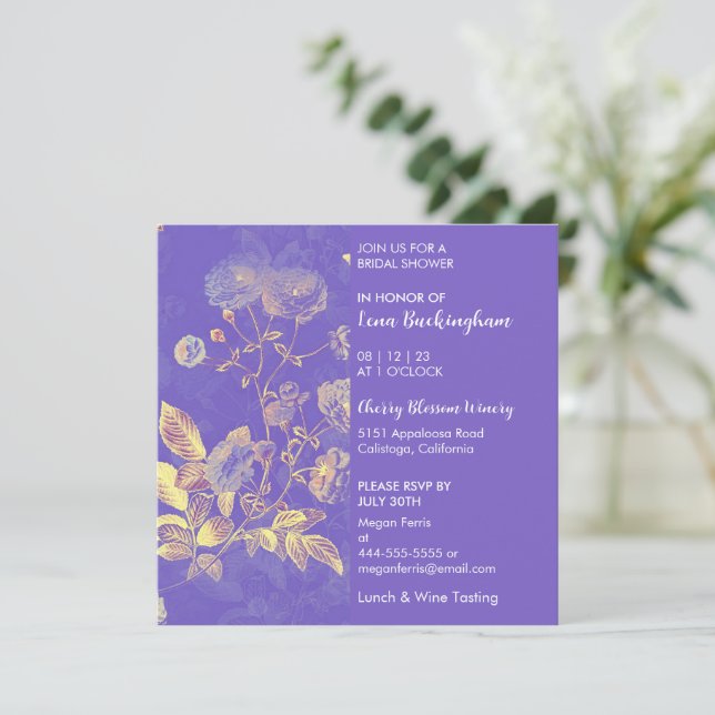 Delicate Floral Bridal Shower Invitation (Standing Front)