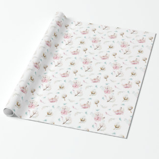 Delicate Floral & Cotton Wrapping Paper
