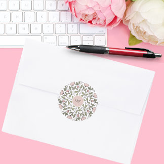 Delicate Floral Custom Monogram Envelope Stickers