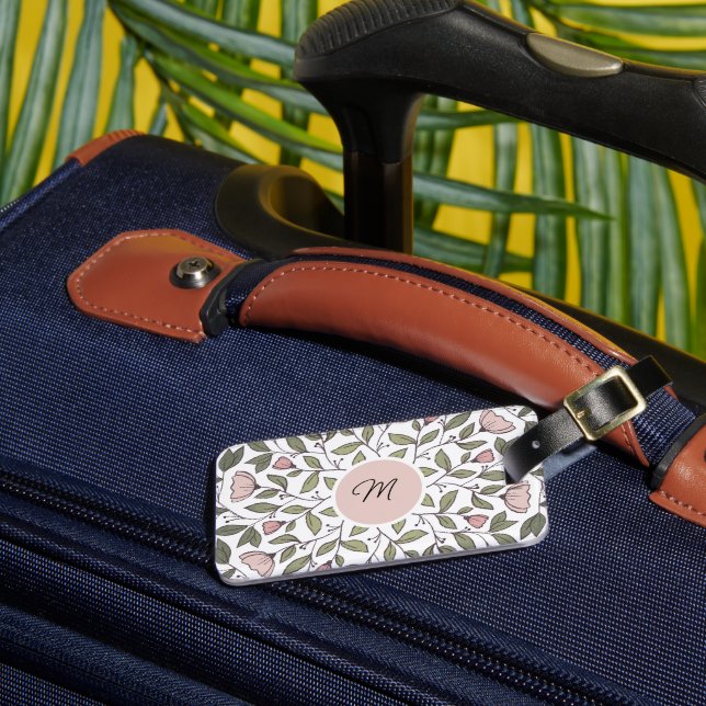 Delicate Floral Custom Monogram  Luggage Tag (Front Insitu 3)